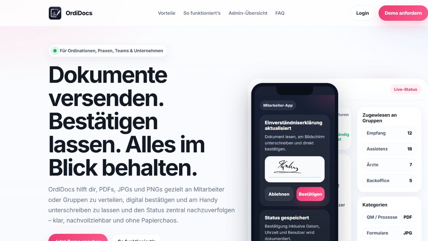 Startseite von www.ordidocs.at